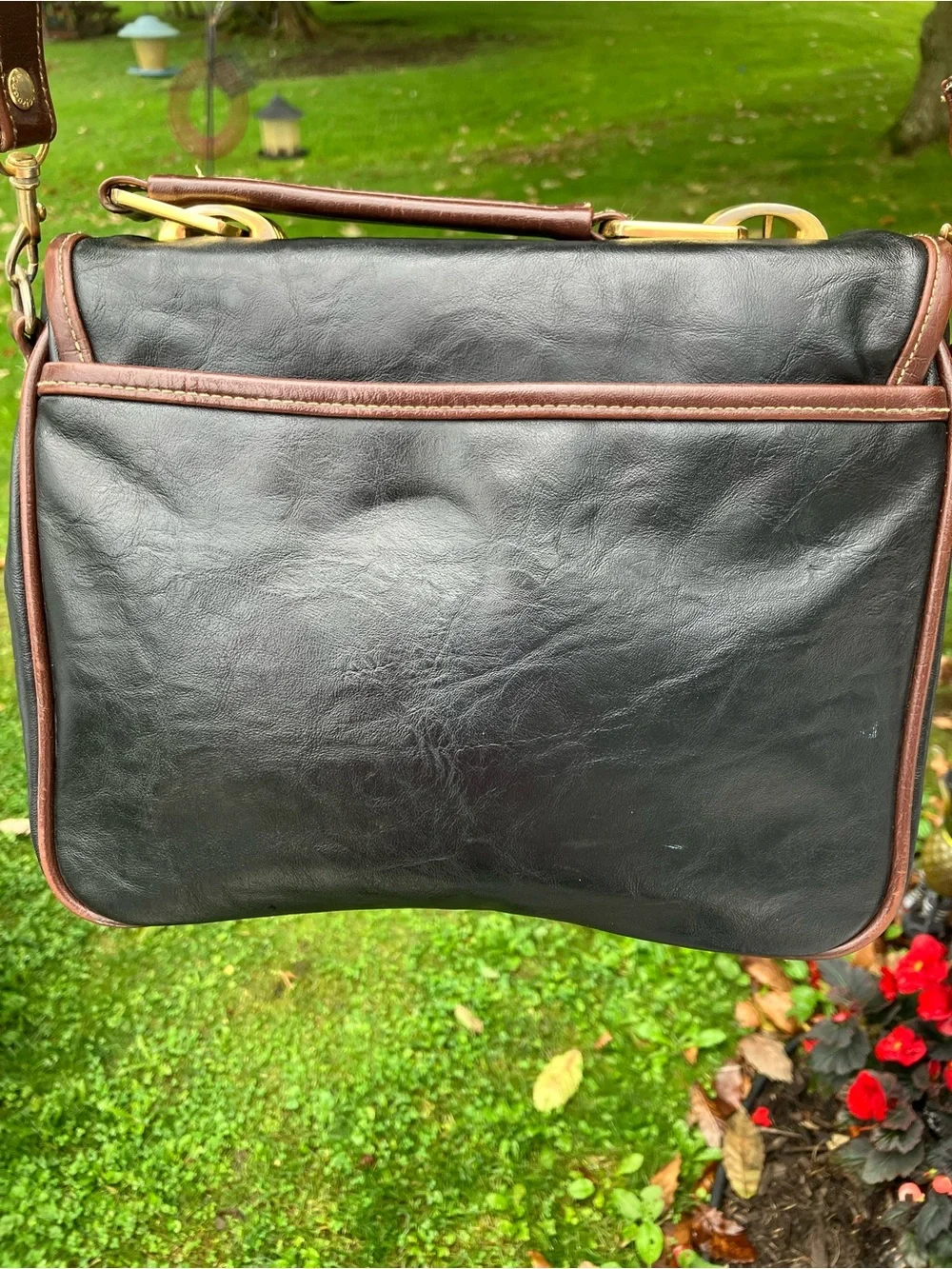 Capezio Black Briefcase with Brown Trim and Gold Hardware